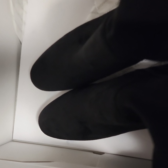 ALDO Adessi Over Knee Thigh High Block Heel Bow Tie Zip Black Suede Boots 8.5/39 - Picture 10 of 13